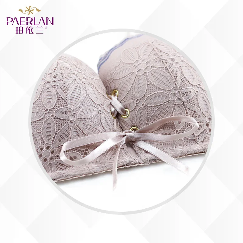 PAERLAN Half Cup 1/2 Cup small chest gathered strap bra memory soft  Underwire Lace Floral pull B Back underwear Women – Zuria